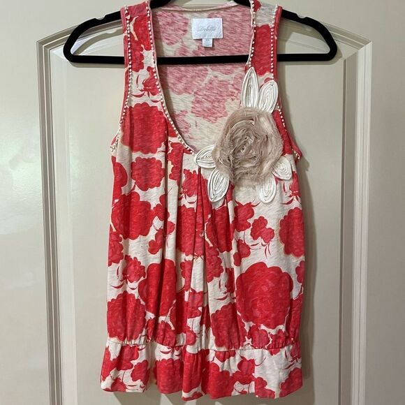 Anthropologie Tops - ANTHROPOLOGIE DELETTA Sleeveless Floral Top Red Cream Women’s Size XS